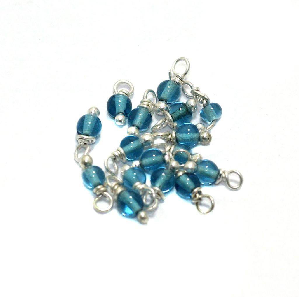 200 Pcs, 3.5mm Glass Loreal Beads Teal Silver Plated