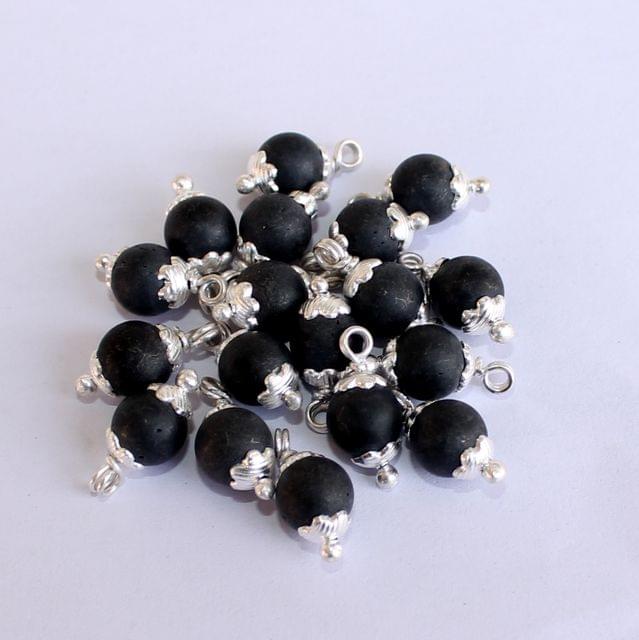 100 Pcs Black Matte Loreal Glass Beads 8mm