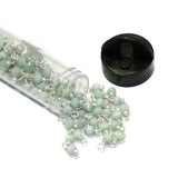 200 Pcs, 4mm Sea Green Cats Eye Loreal Beads Tube Silver Plated