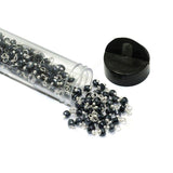 200 Pcs, 4mm Glass Loreal Beads Metallic Black Tube Silver Plated