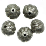 10 Metal Round Beads Silver 15x18