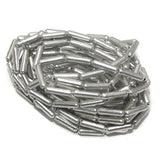 50 Gm Metal Hammered Round Tube Beads Silver 12x3 mm