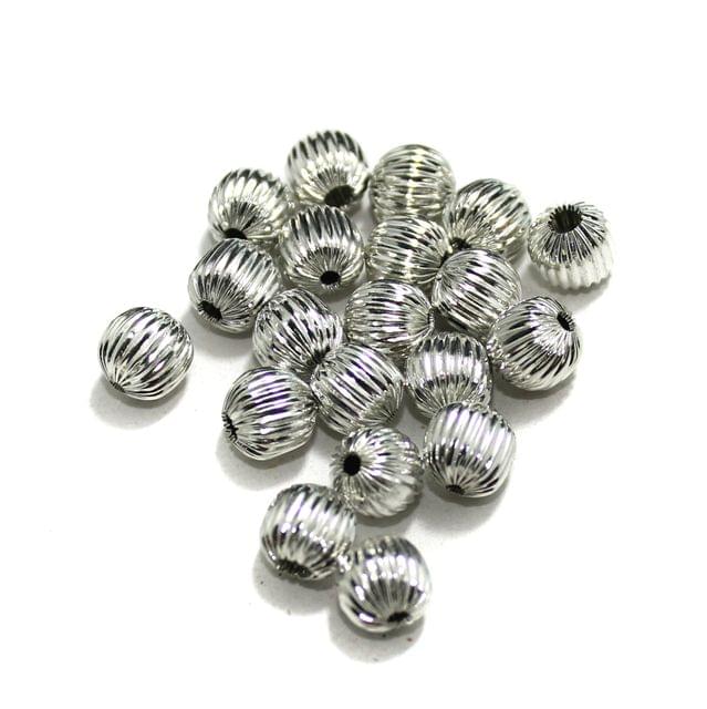 100 Pcs, 9mm Brass Liner Round Beads Silver