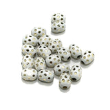 100 Pcs, 8x6mm White Brass Beads Oval