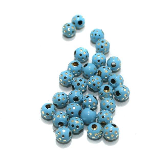 100 Pcs, 6mm Turquoise Brass Beads Round