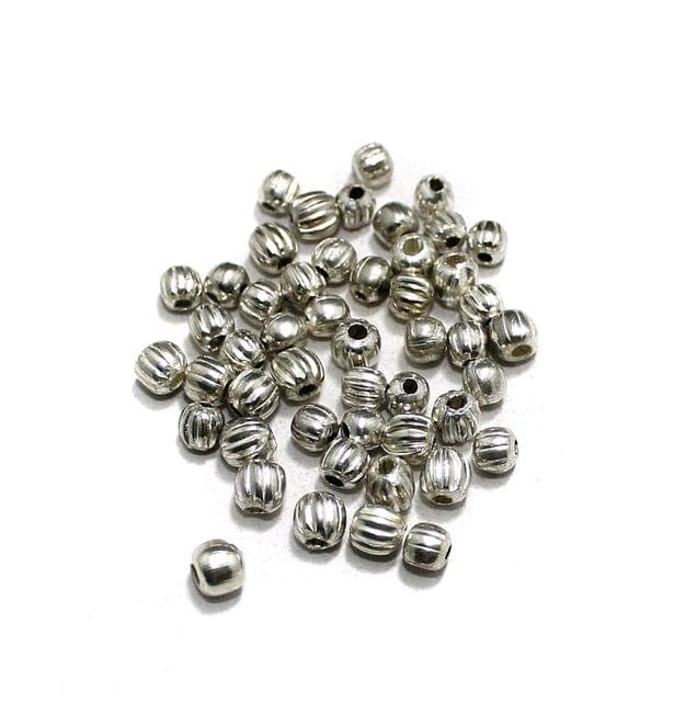 540 Pcs Silver Brass Round Cut Beads, 5mm