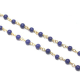 1 Mtrs, 3mm Glass Beads Chain Blue