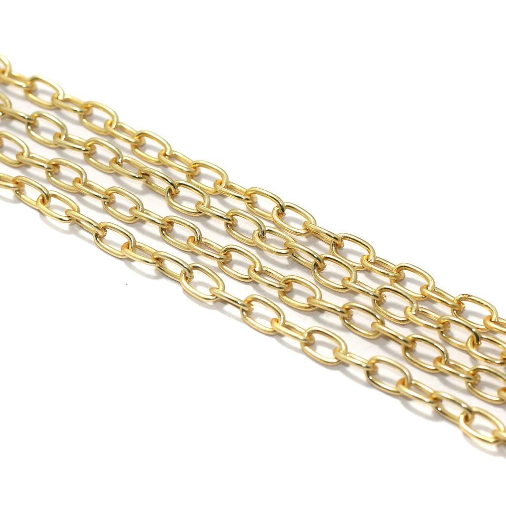 1 Mtr, 9x5mm Golden Plated Metal Chain