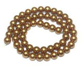 1 String Faux Pearl Round Beads Light Gold 10mm