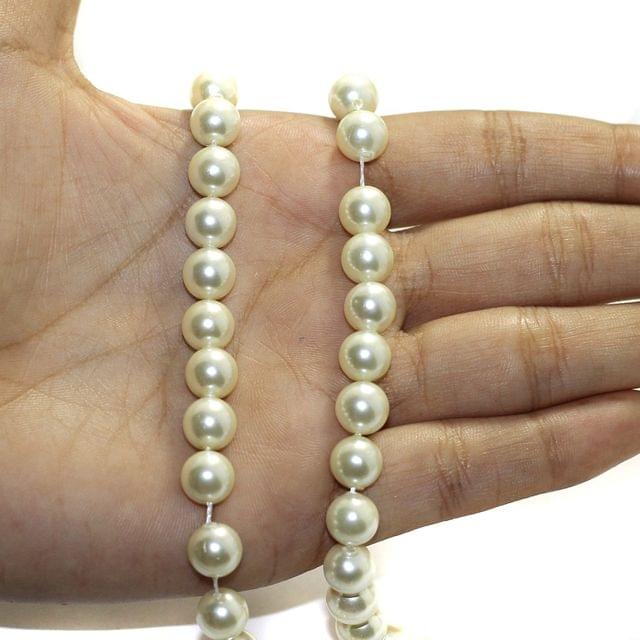 1 String, 10mm Natural Freshwater Round Pearl Beads White
