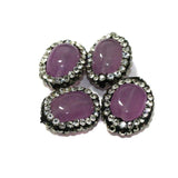 4 Pcs Gemstone CZ Beads Purple Oval 16x12mm