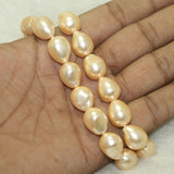 1 String, 14x12mm Peach Taiwan Baroque Drop Pearls Beads