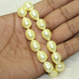 1 String, 14x12mm Yellow Taiwan Baroque Drop Pearls Beads