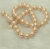 1 String, 10mm peach Faux Round pearl Beads