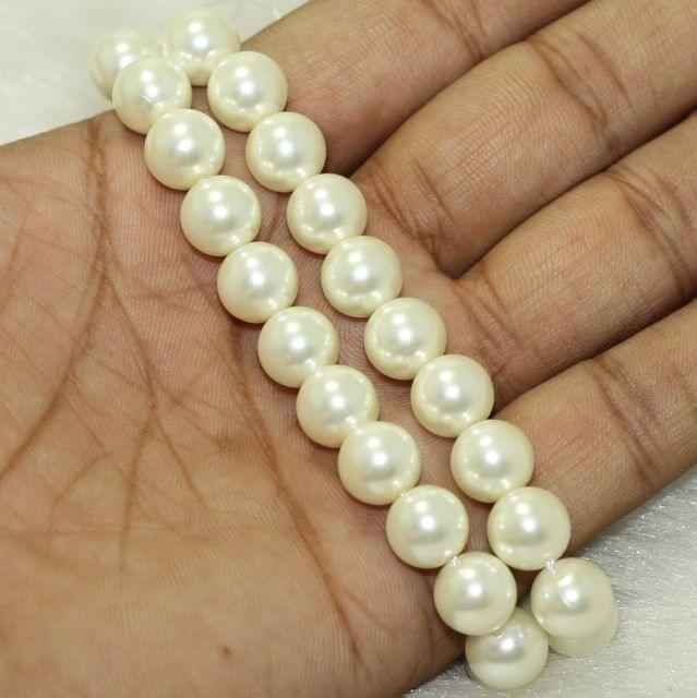 1 Strand, 10mm Off White Faux Round pearl Beads