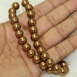 1 String, 10mm Brown Faux Round pearl Beads