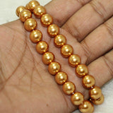 1 String, 10mm Golden Faux Round pearl Beads