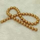 1 String, 10mm Golden Faux Round pearl Beads