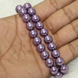 1 String, 10mm Purple Faux Round pearl Beads