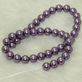 1 String, 10mm Purple Faux Round pearl Beads