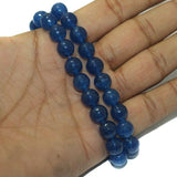 1 String, 10mm Zed Cut Round Beads Blue
