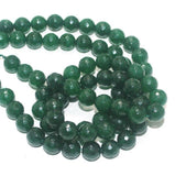 1 String, 10mm Zed Cut Round Beads Green