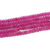 1 String, 4mm Faceted Zed Cut Stone Tyre Beads Magenta