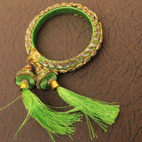 Designer Kundan Silk thread Adjustable Bracelet With Latkan Peridot