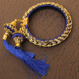 Designer Kundan Silk thread Adjustable Bracelet With Latkan Blue