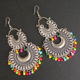 Multicolor German Silver Afghani Earrings