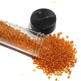 Nippon Seed Beads Orange Silver Line, Size 11/0