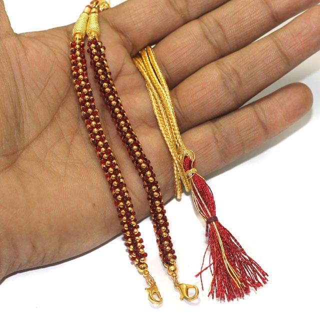 Metal Beads Pendant Dori Maroon