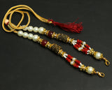 Designer German Silver Beaded Necklace Dori Red