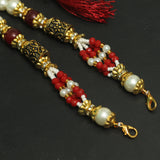 Designer German Silver Beaded Necklace Dori Red