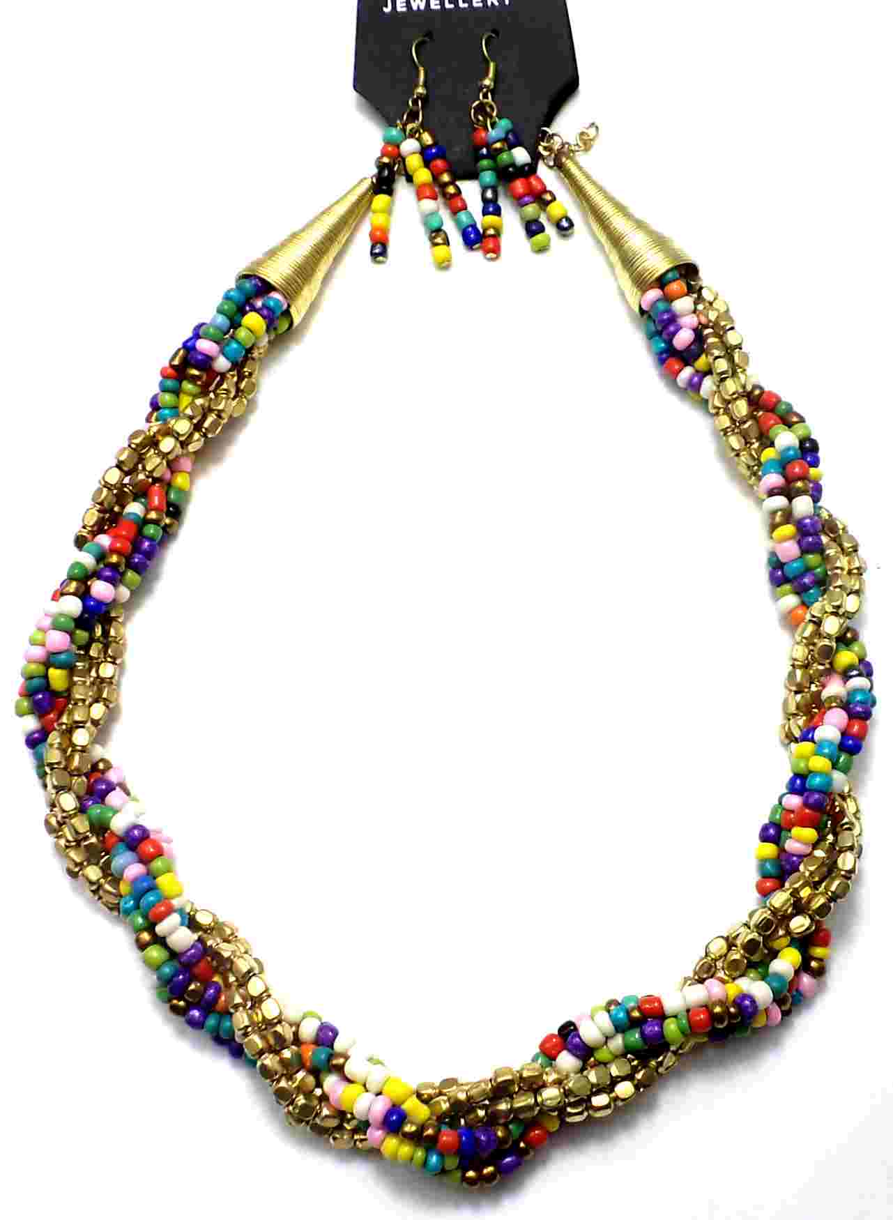 Multicolor Jewel Tone Stone and Gold Beaded Necklace – Meira T Boutique