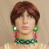 Multicolor Choker and Earrings Set