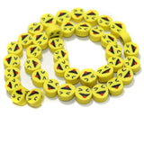Yellow Smiley Face Polymer Clay Fimo Beads 1 String, 10x4mm