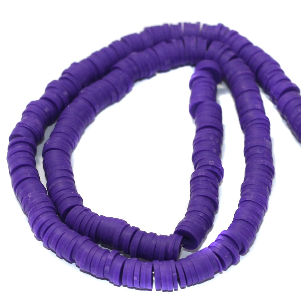 Purple Polymer Clay Fimo Ring Beads 1 String, 6mm