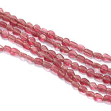 5 Strings Fire Polish Plain Glass Beads Pink
