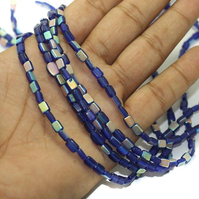 5 Strings Fire Polish Rainbow Glass Beads Blue