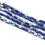 5 Strings Fire Polish Rainbow Glass Beads Blue