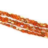 5 Strings Fire Polish Rainbow Glass Beads Orange