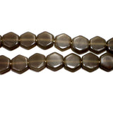 4 Strings Fire Polish Hexa Beads Grey 15mm