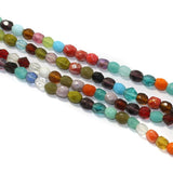 1 String Fire Polish Faceted Oval Glass Beads Multicolor 6x5mm