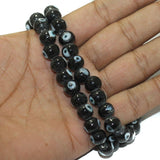 1 String, 10mm Glass Evil Eye Beads Black