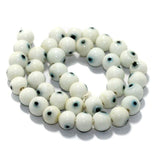 1 String, 10mm Glass Evil Eye Beads White