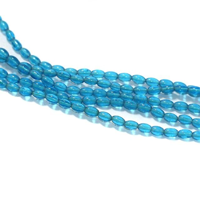 5 Strings, 5X3mm Plain Glass Beads Oval