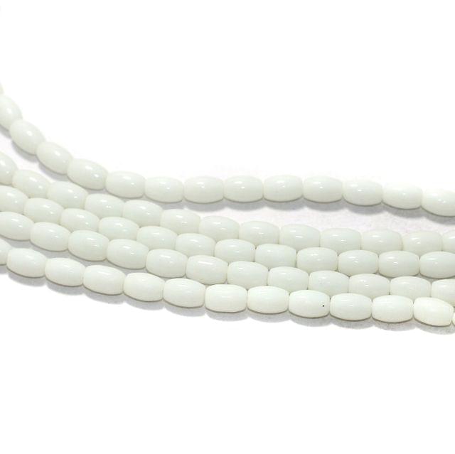 5 Strings, 4x6mm Plain Glass Beads Oval