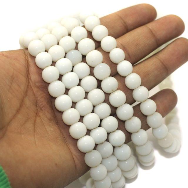 5 Strings, 10mm Plain Glass Beads Round