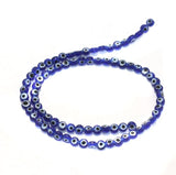 1 String, 5X3mm Glass Evil Eye Beads Blue